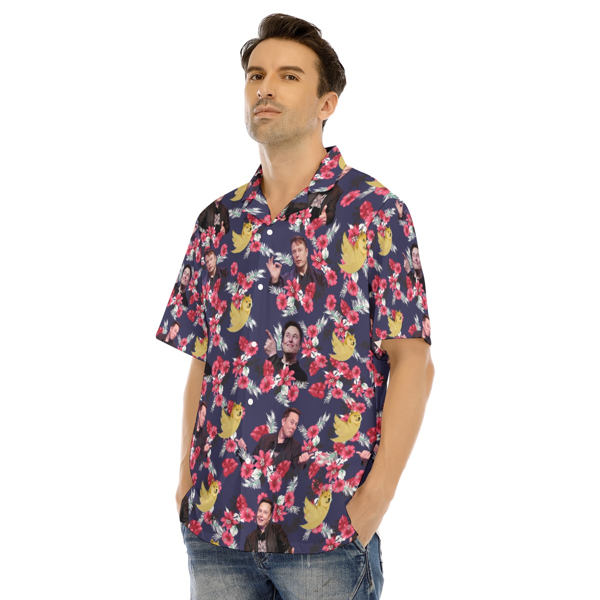 Funny Dogecoin Twitter Elon Musk Hawaiian Shirt