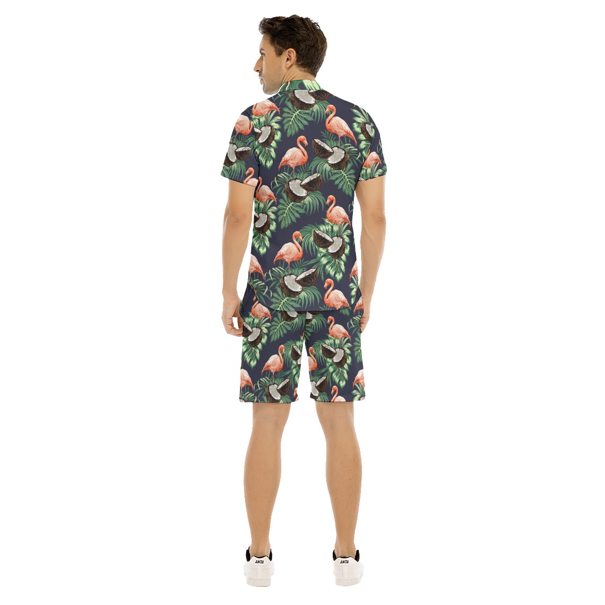 Men's Hawaiian Flamingo Coconut Shirt And Shorts