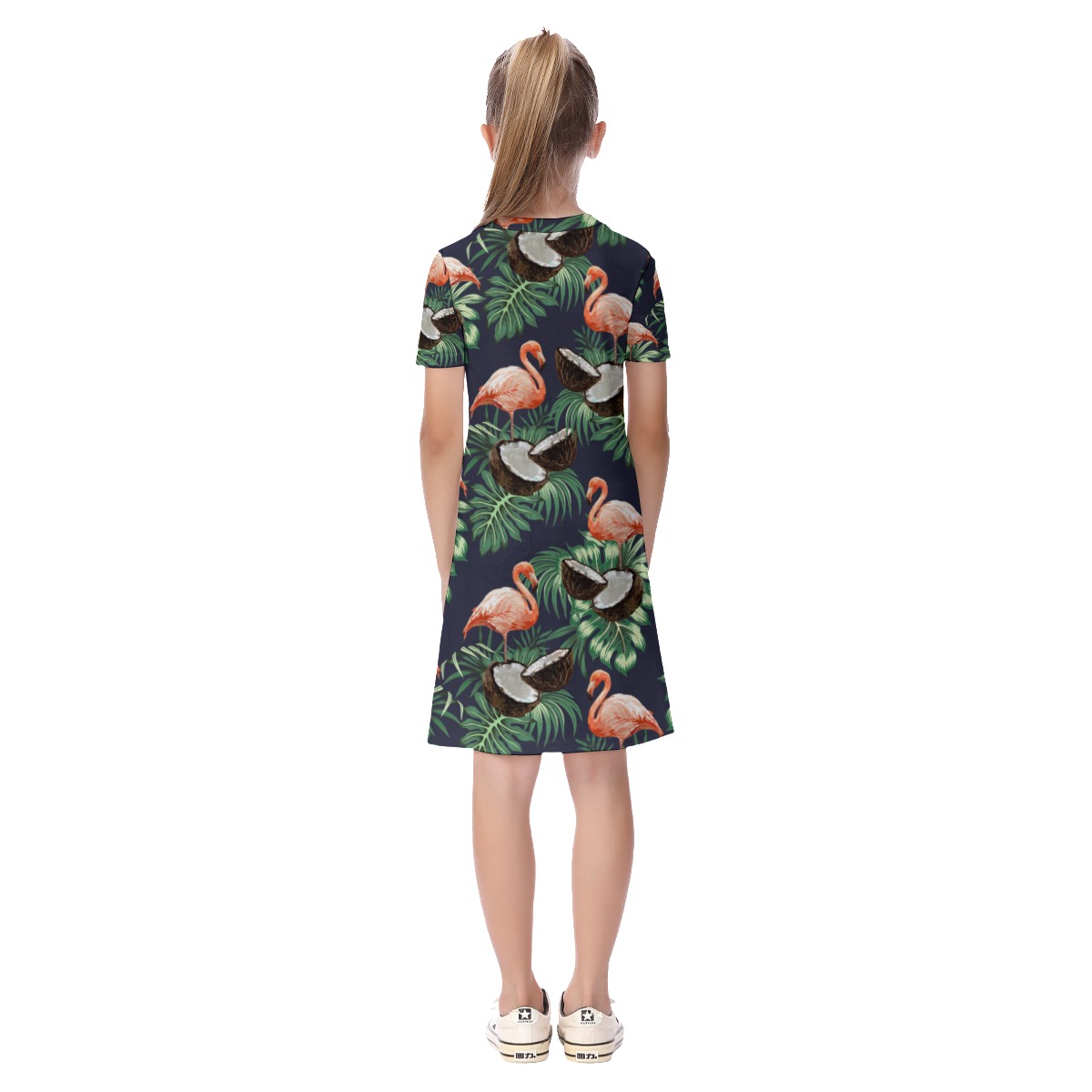 Tropical Flamingo Coconut Aloha Dress For Girls