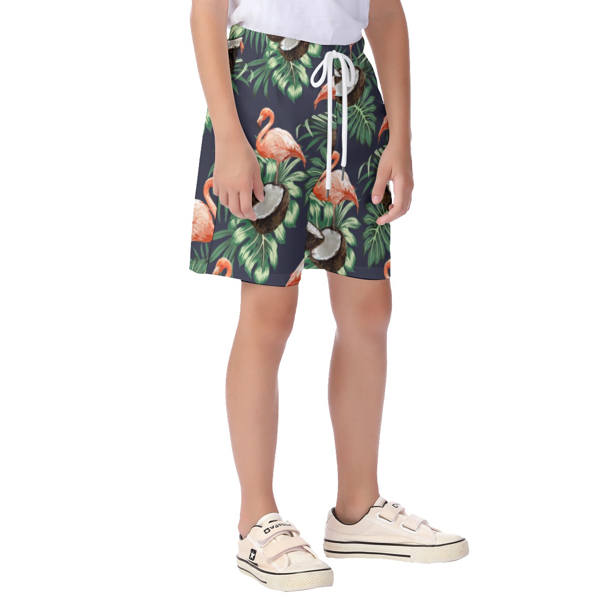 Cute Pink Flamingo Coconut Hawaiian Swim Trunk For Kids