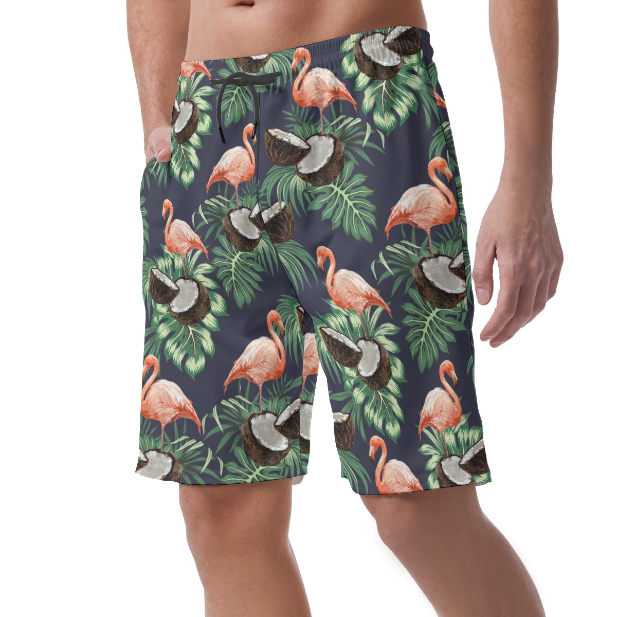 Men's Pink Flamingo Coconut Hawaii Beach Shorts