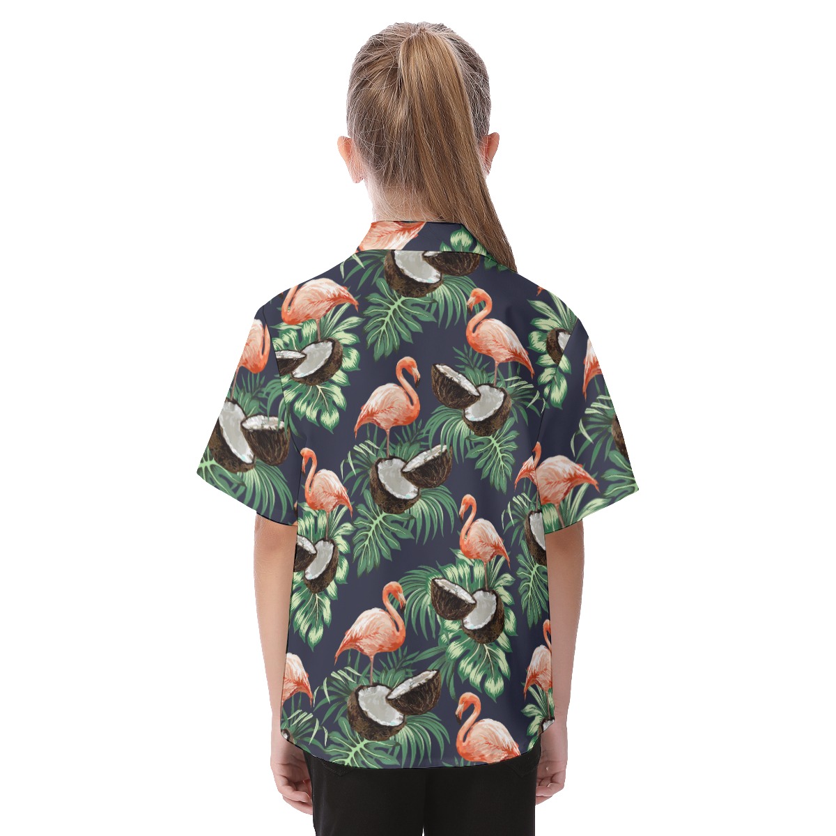 Cute Flamingo And Coconut Tropical Shirt For Kids