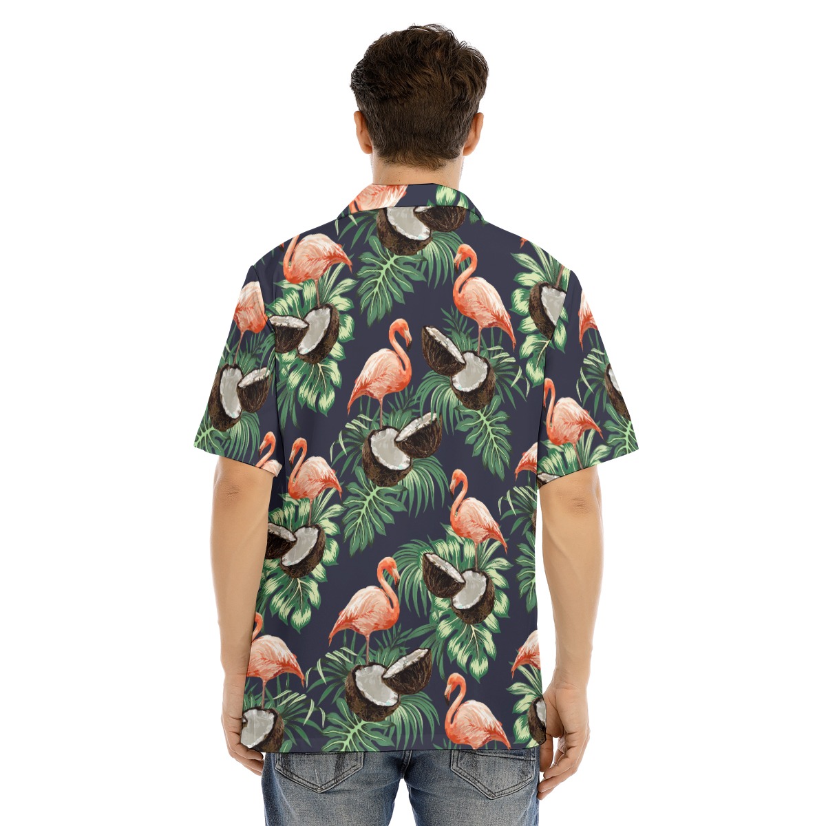  Pink Flamingo Coconut Hawaiian Shirt For Men  