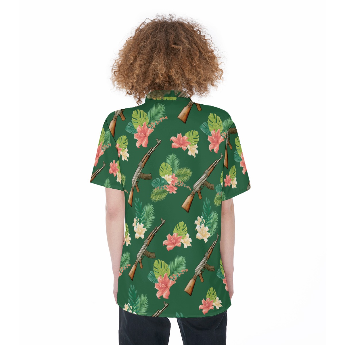 Gun Hawaiian Button Up Shirt For Women