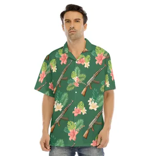 AK18 Gun Tactical Tropical Hawaiian Men Shirt