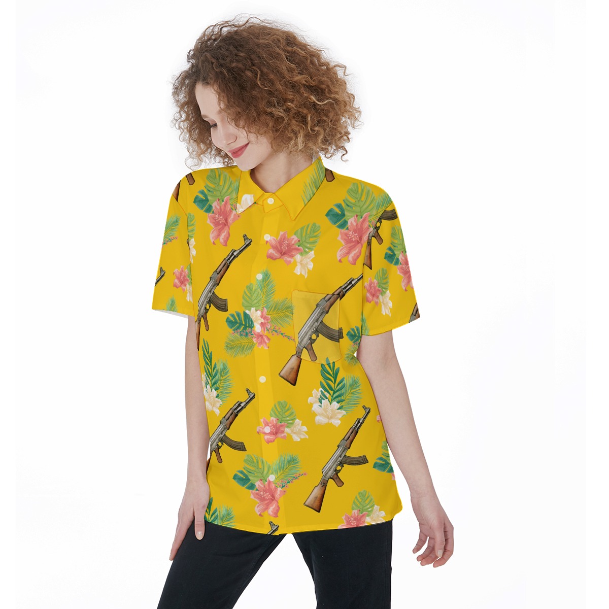 Floral Gun Aloha Shirt For Women - variant image 1