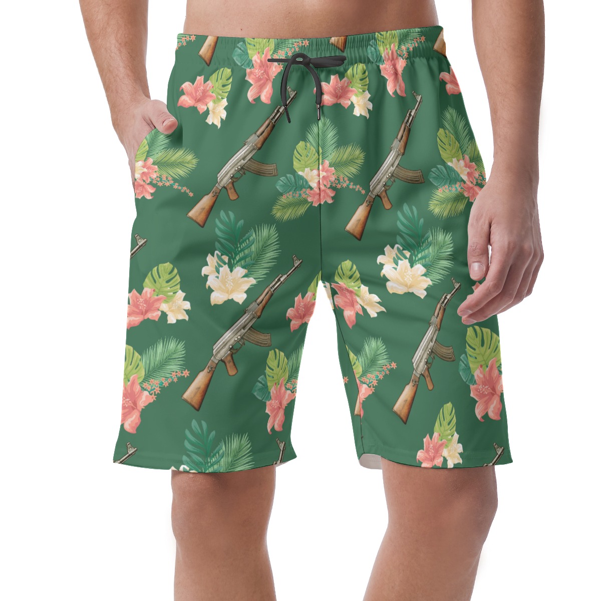 Funny Gun Hawaiian Men Shorts For Vacation - variant image 1