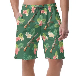 Funny Gun Hawaiian Men Shorts For Vacation