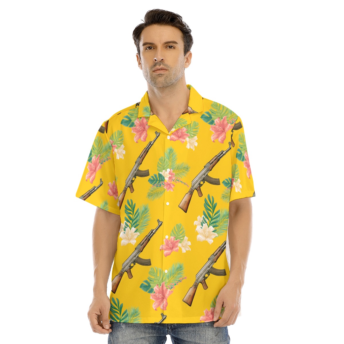 Gun Yellow Hawaiian Men's Shirt - variant image 1