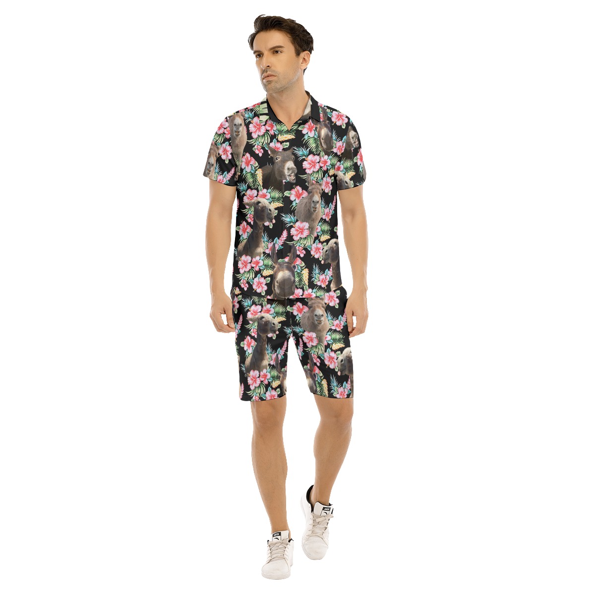 Donkey Hawaiian Flower Shirt Set For Men