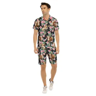 Cow Aloha Shirt Set For Men