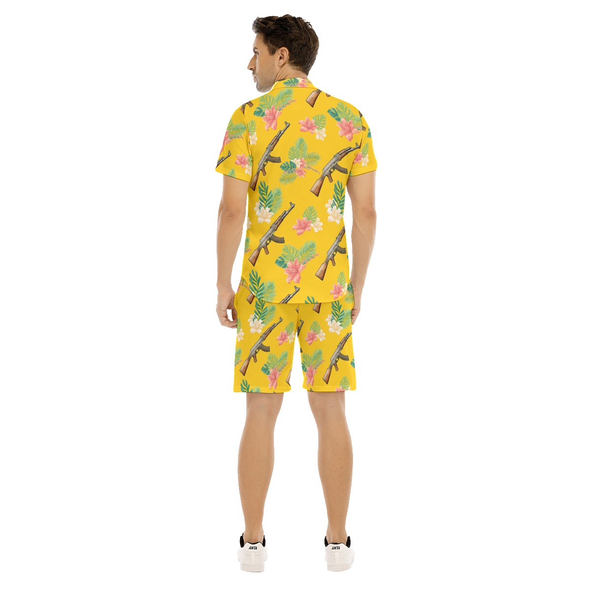 Yellow Gun Tropical Hawaiian Shirt And Shorts