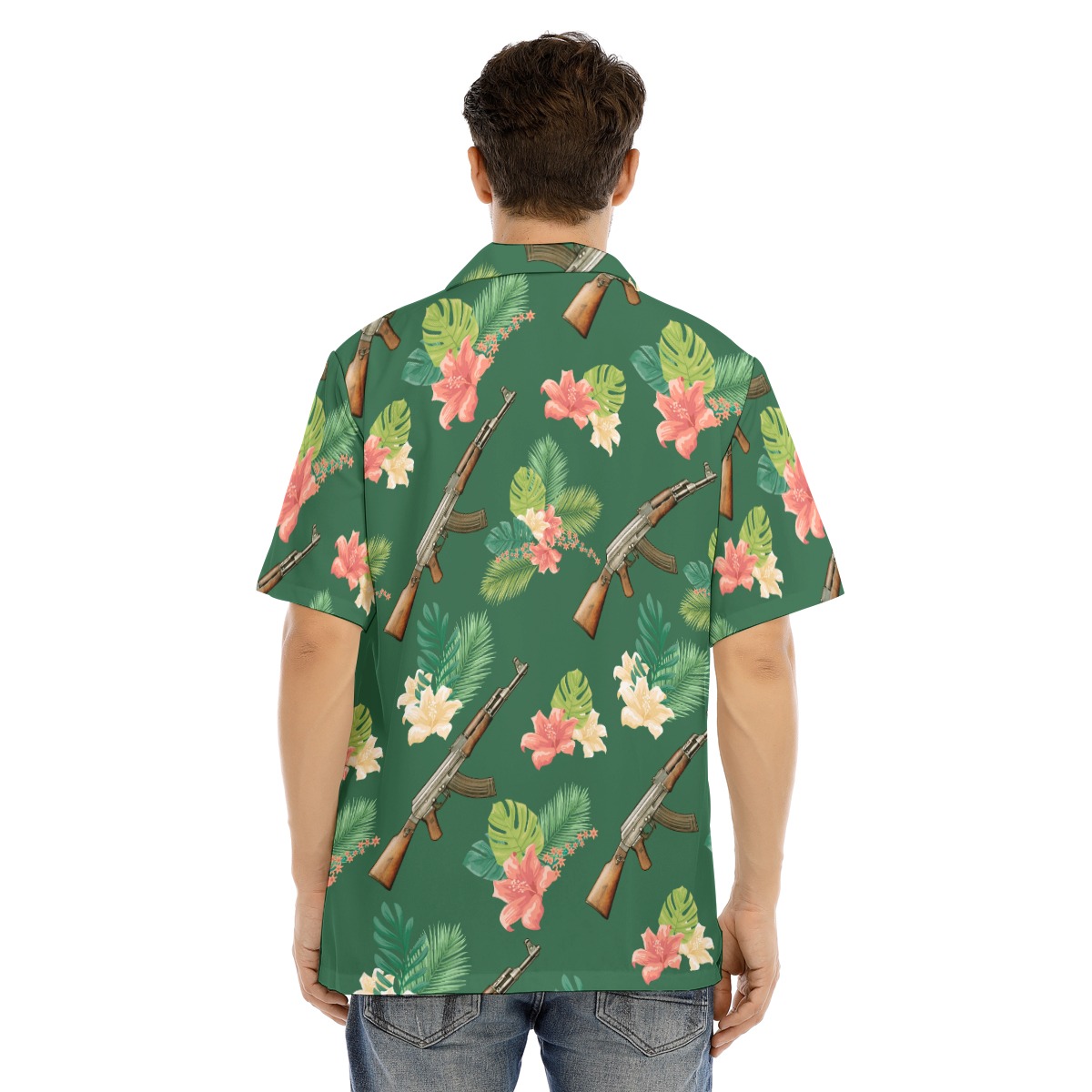 AK18 Gun Tactical Tropical Hawaiian Men Shirt