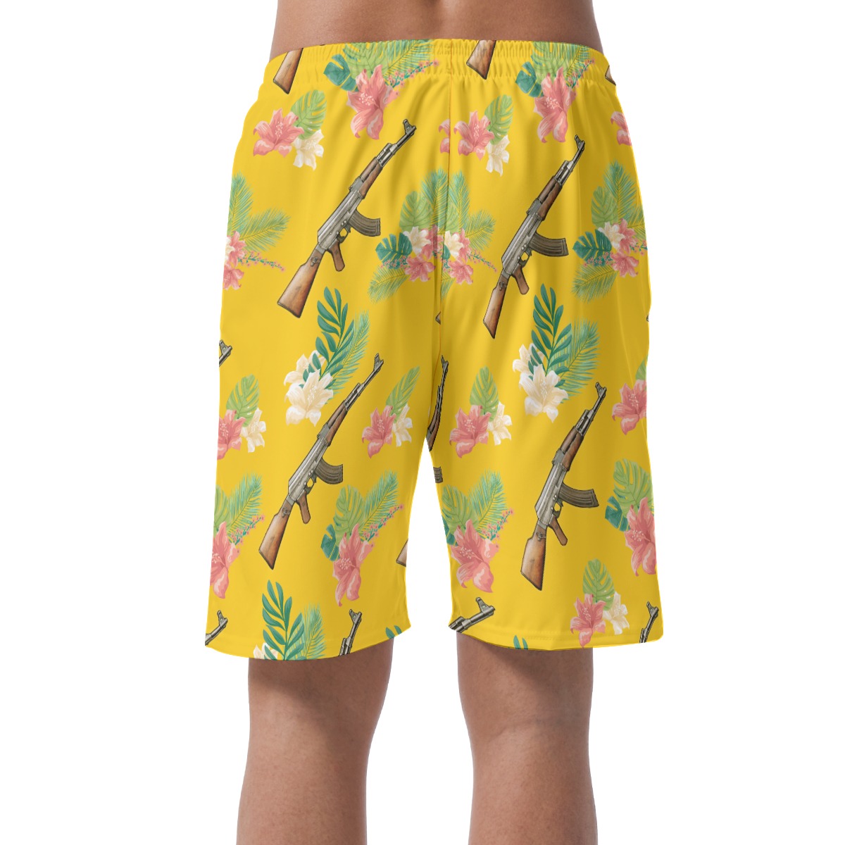 Best Tactical Gun Yellow Hawaiian Shorts For Men
