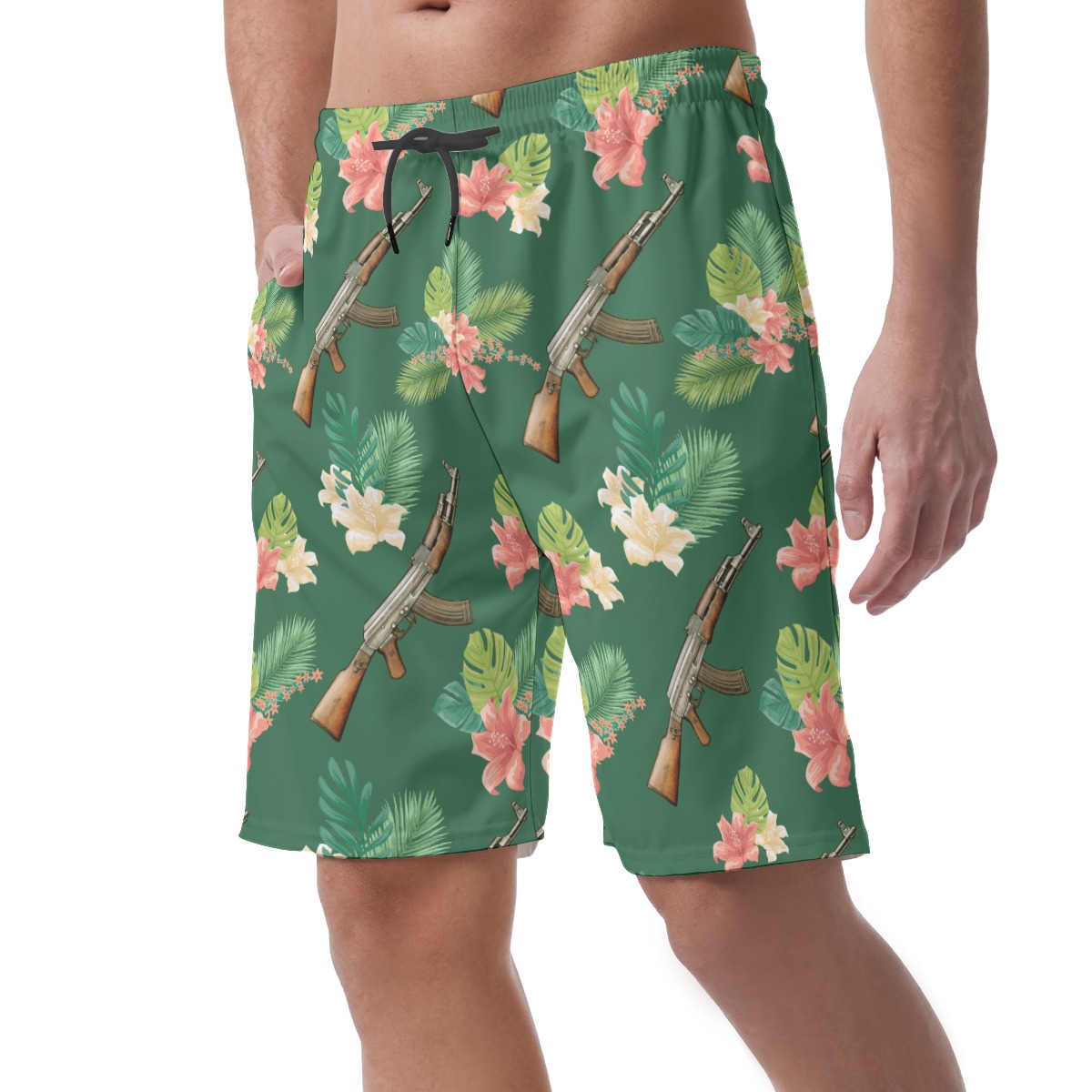 Funny Gun Hawaiian Men Shorts For Vacation