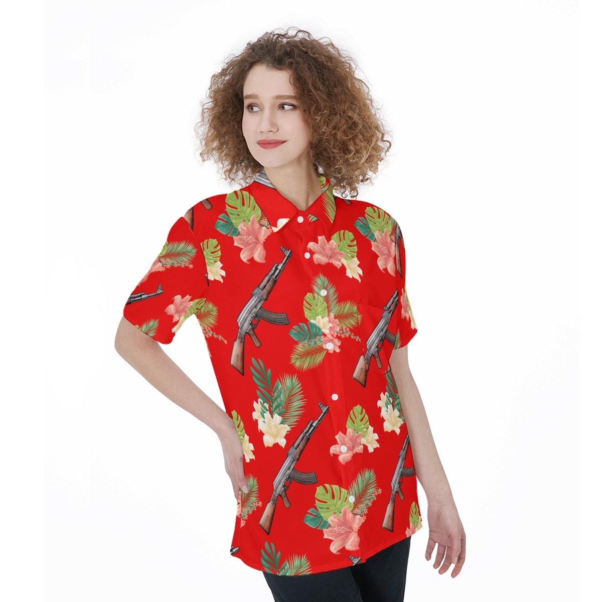 Tactical Gun Hawaiian Shirt For Women