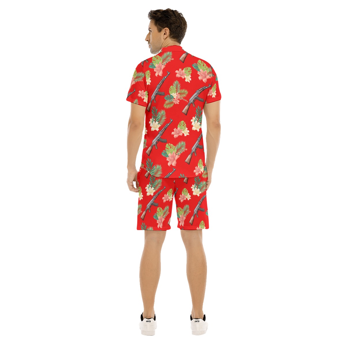 Gun Hawaiian Red Shirt And Shorts For Men