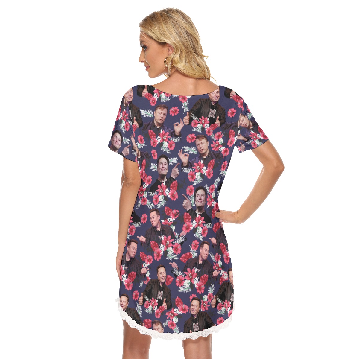 Elon Musk Hawaiian Lace Dress For Women