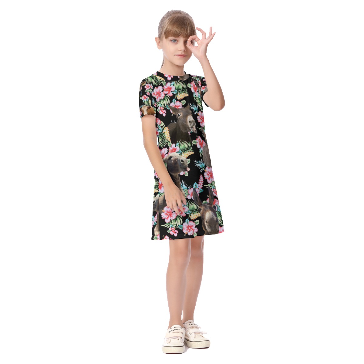 Donkey Floral Aloha Dress For Kids