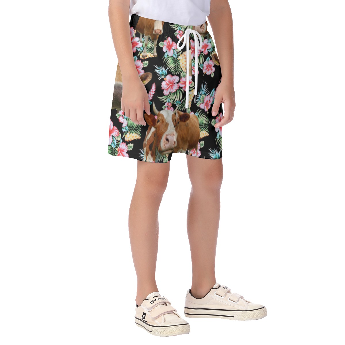 Cute Cow Hawaiian Kid's Beach Shorts