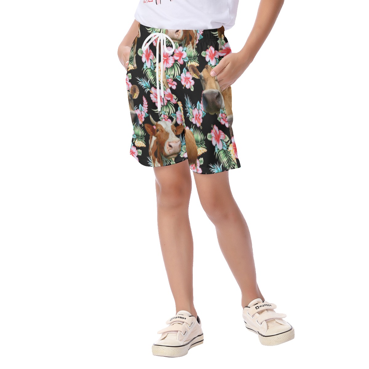 Cute Cow Hawaiian Kid's Beach Shorts