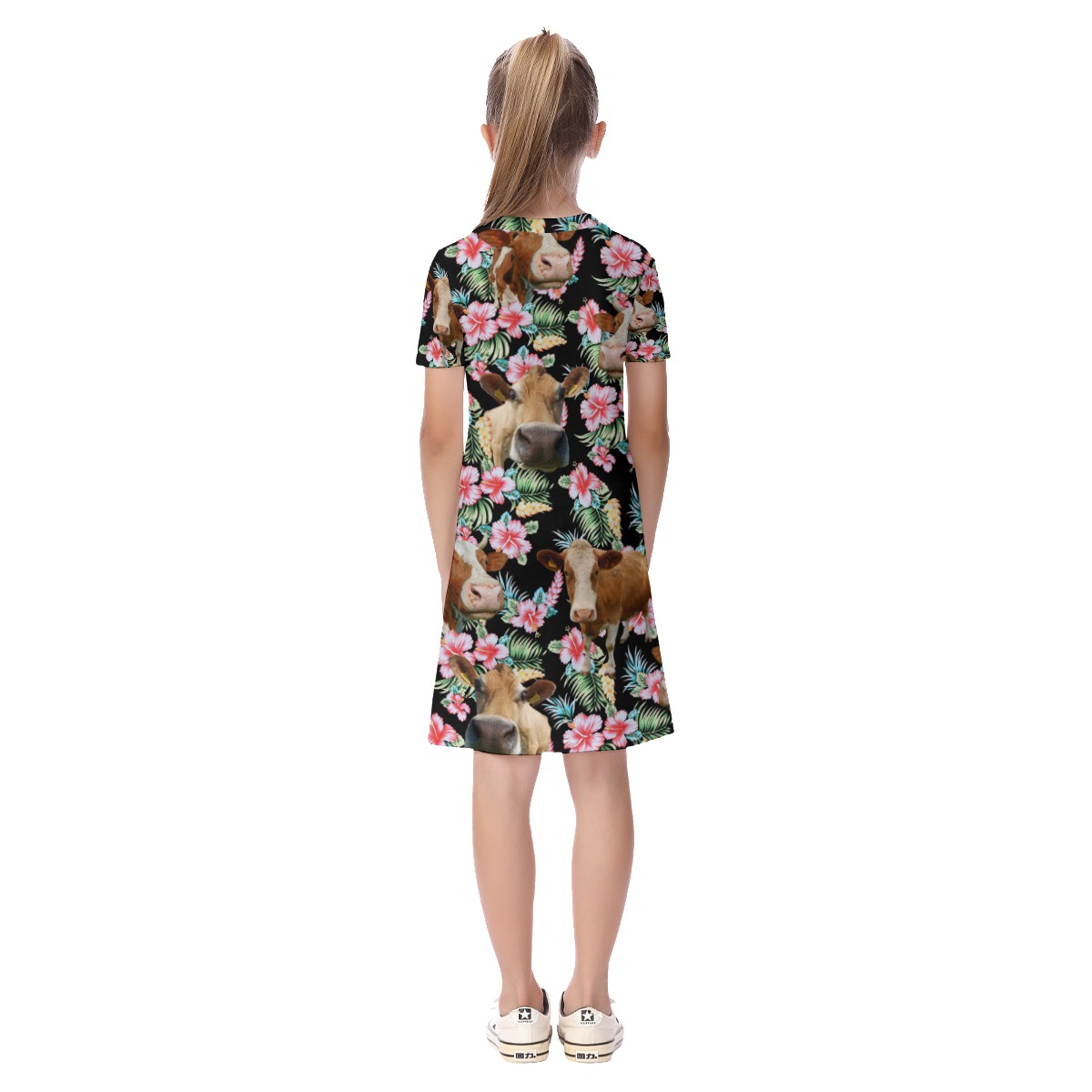 Cow Hawaiian Flower Dress For Kids