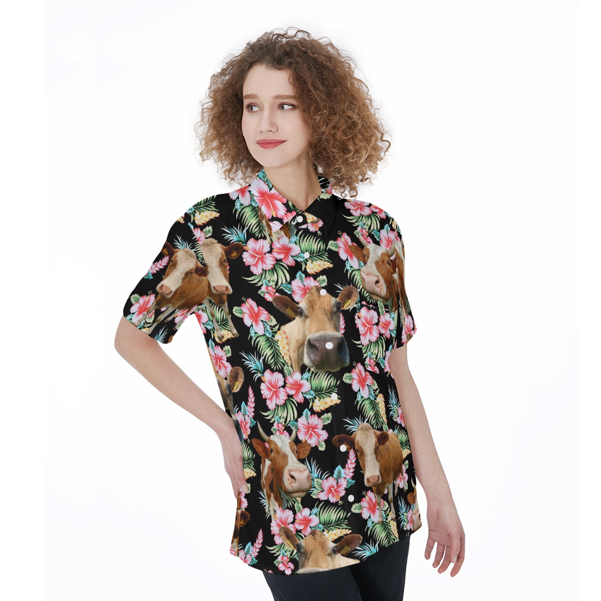 Funny Cow Hawaiian Shirt For Women
