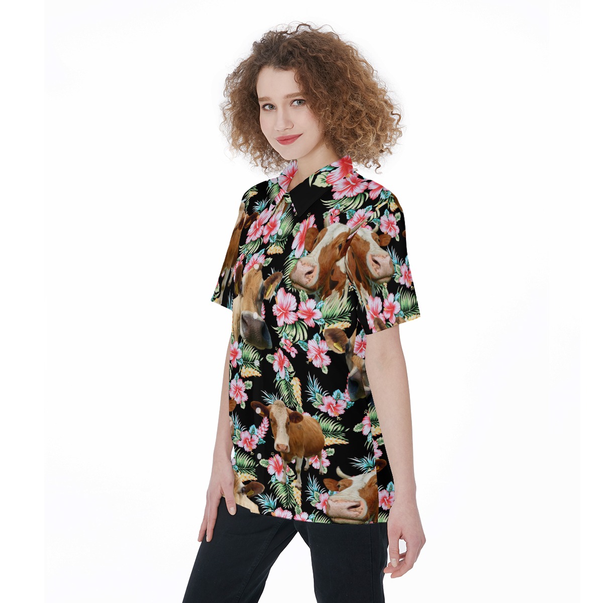 Funny Cow Hawaiian Shirt For Women