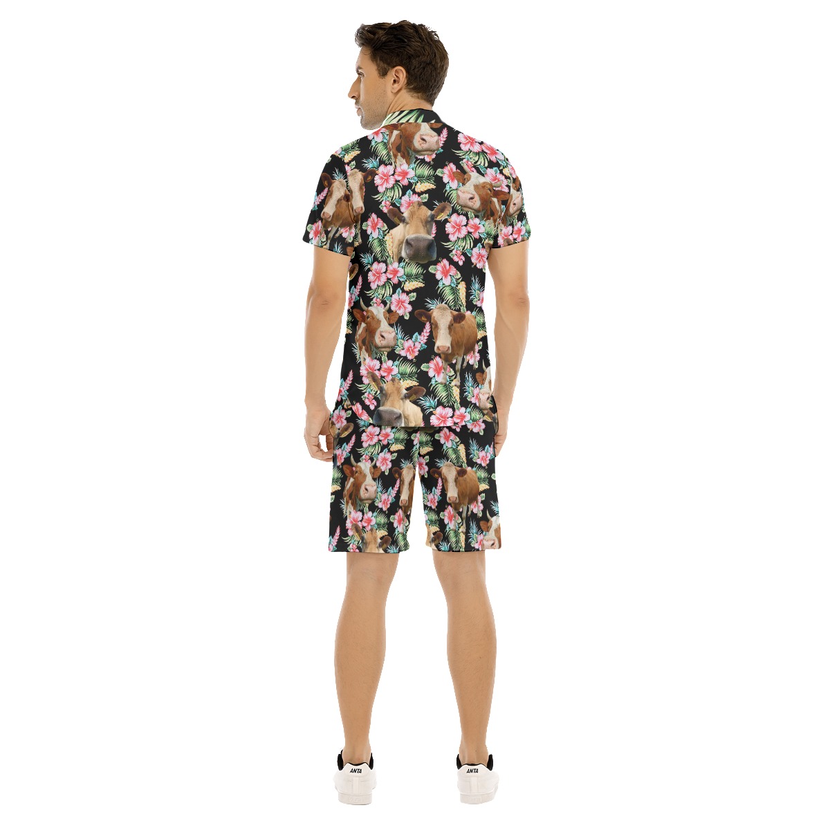 Cow Aloha Shirt Set For Men