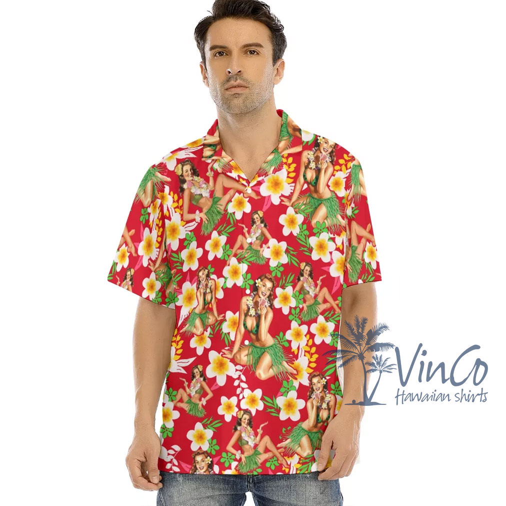 Sexy Hawaii Girl Floral Aloha Shirt And Shorts For Men