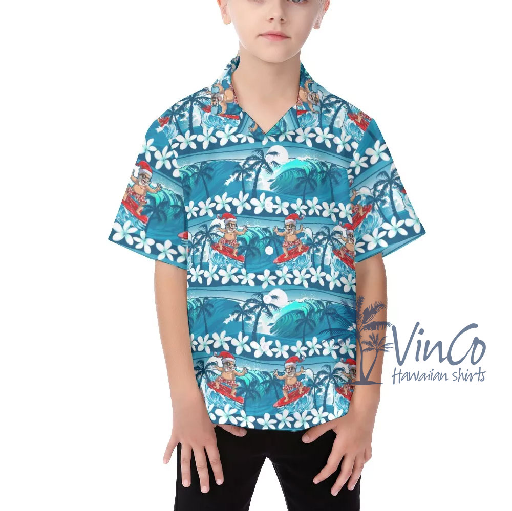 Kid's Santa Summer Hawaiian Shirt | Best Beach Vacation Outfit