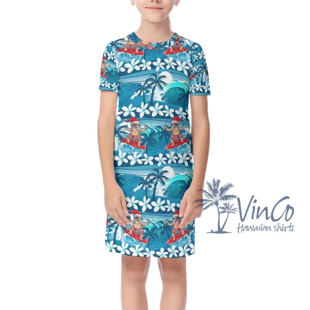 Kid's Santa Summer Hawaiian Shirt | Best Beach Vacation Outfit