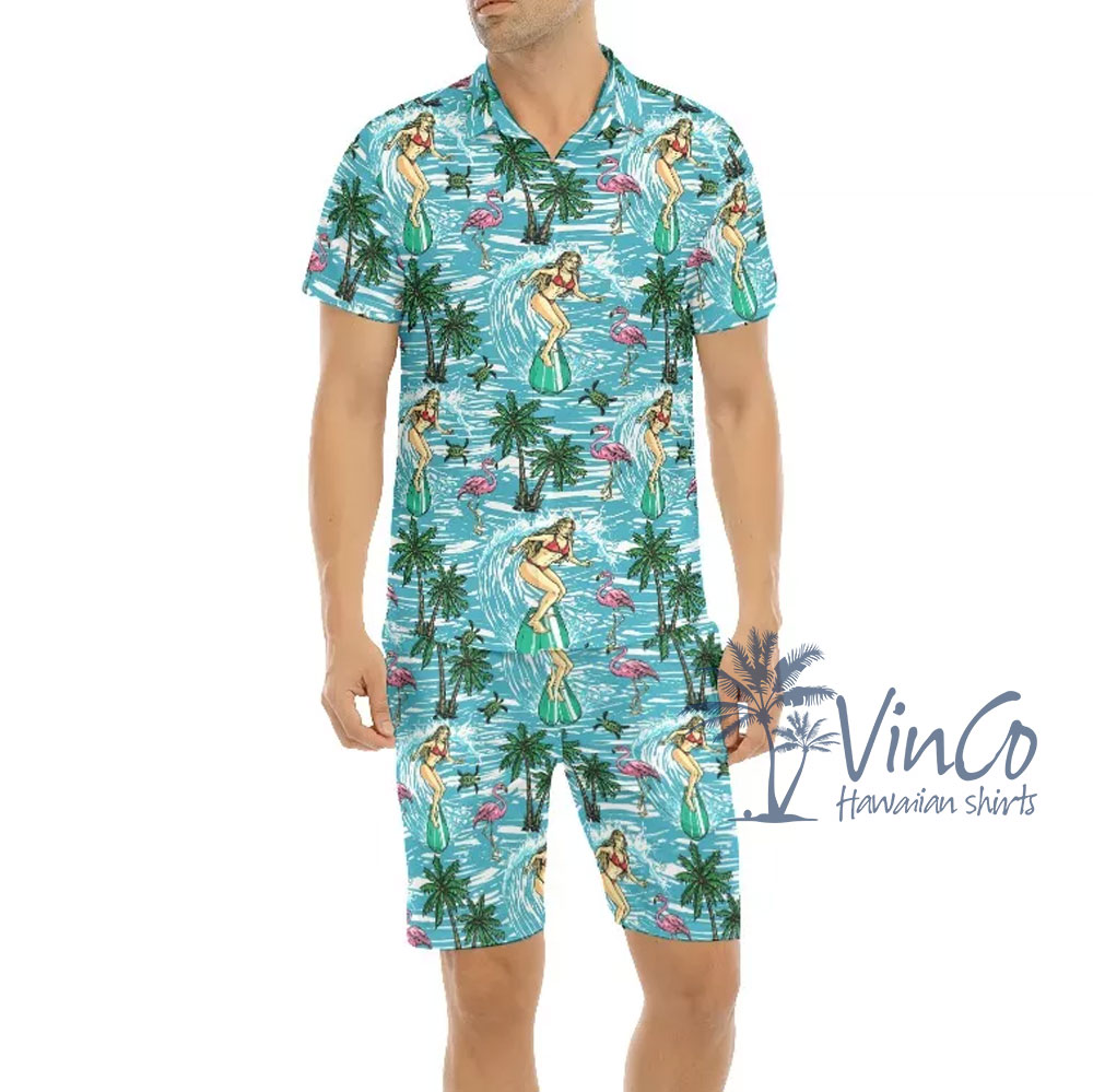 Sexy Girl Surfing Hawaiian Shirt For Men