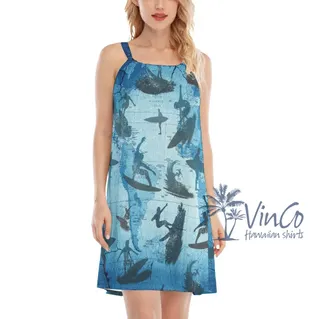 Surfing Map Beach Dress For Women