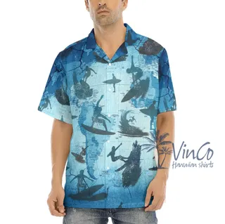 Surfing Map Hawaiian Shirt For Men