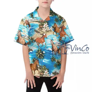 Horse Beach Hawaii Shirt And Shorts For Kids