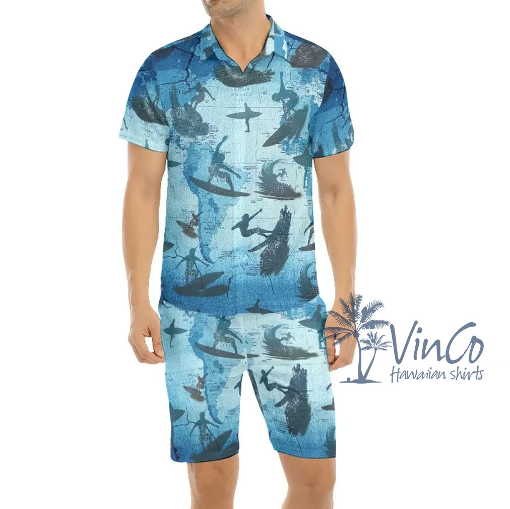 Surfing Map Hawaiian Shirt For Men