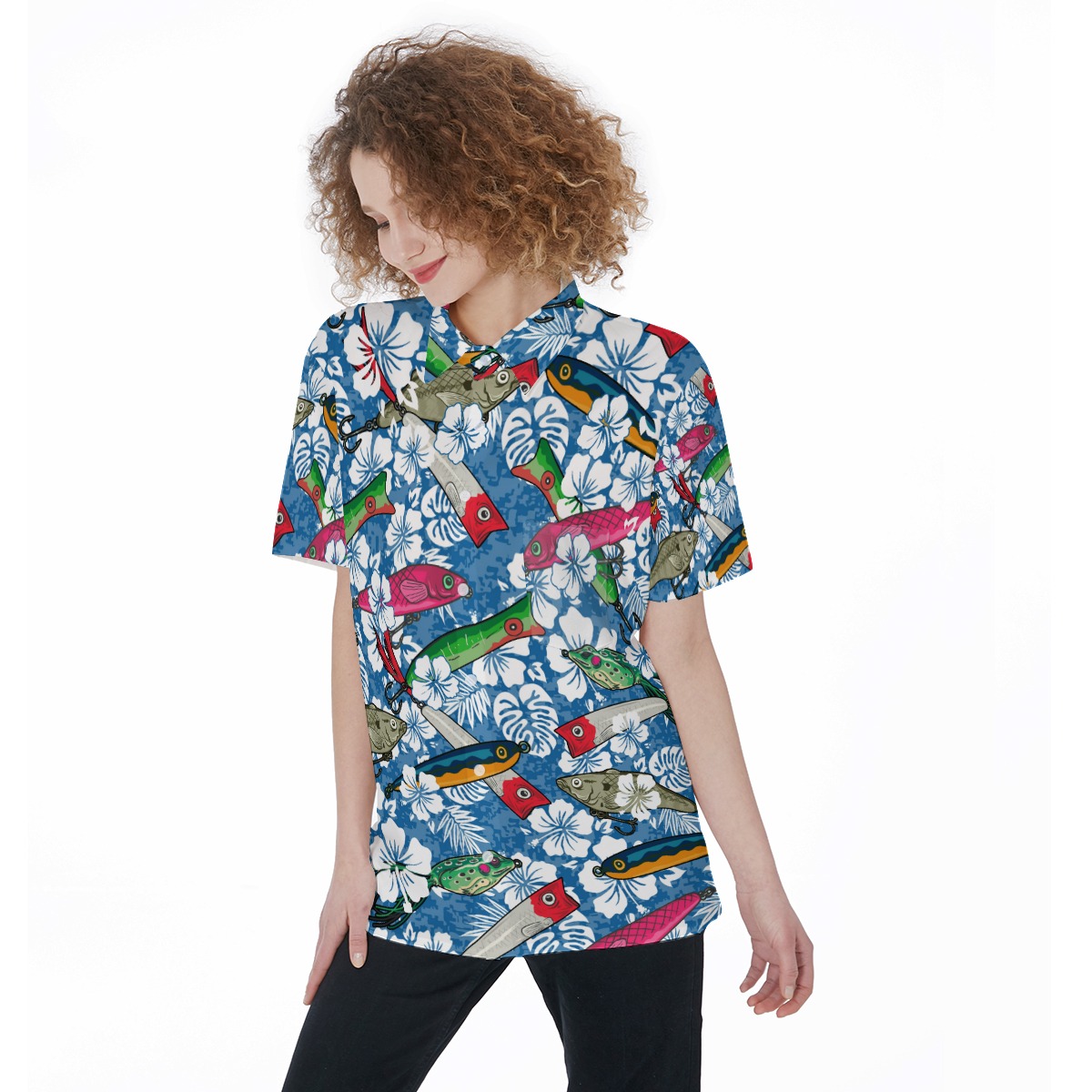 Best Fishing Blue Hawaiian Shirt For Women - variant image 1