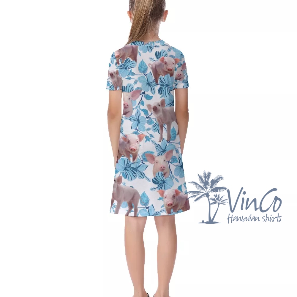 Cute Pig Hawaiian Shirt And Shorts For Kids