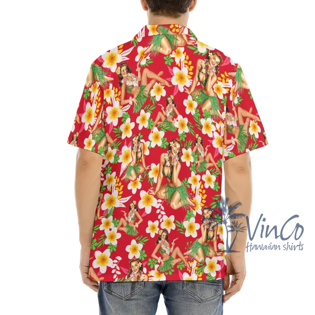 Sexy Hawaii Girl Floral Aloha Shirt And Shorts For Men