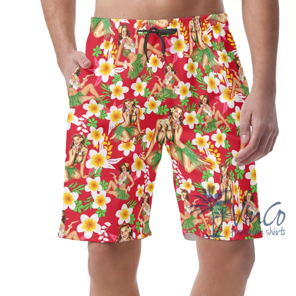 Sexy Hawaii Girl Floral Aloha Shirt And Shorts For Men - variant image 1