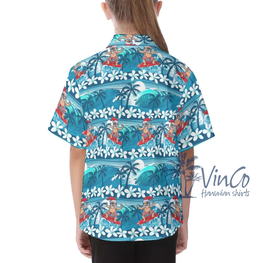 Kid's Santa Summer Hawaiian Shirt | Best Beach Vacation Outfit