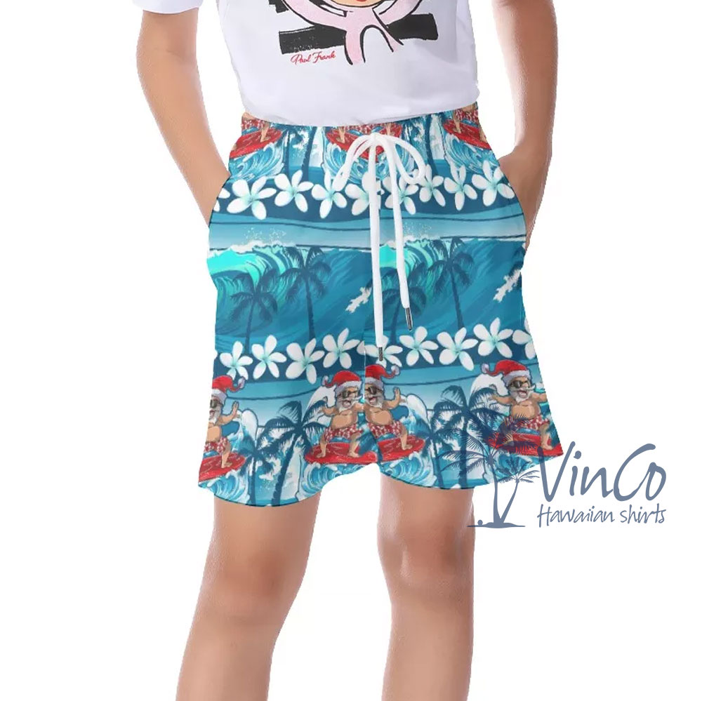 Kid's Santa Summer Hawaiian Shirt | Best Beach Vacation Outfit - variant image 1