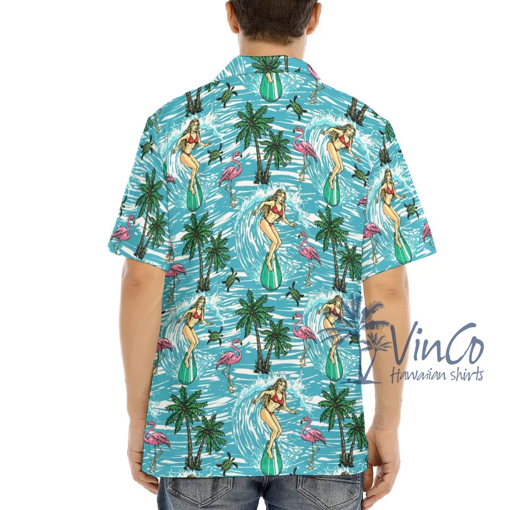Sexy Girl Surfing Hawaiian Shirt For Men