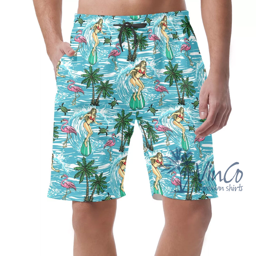 Sexy Girl Surfing Hawaiian Shirt For Men - variant image 1