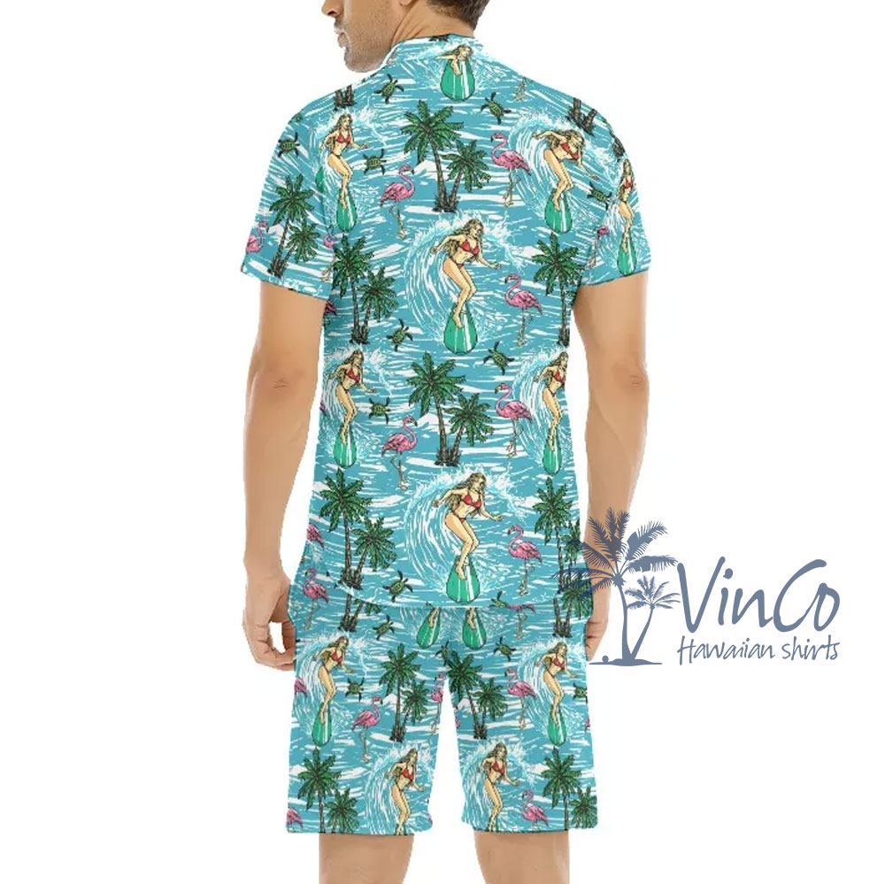 Sexy Girl Surfing Hawaiian Shirt For Men