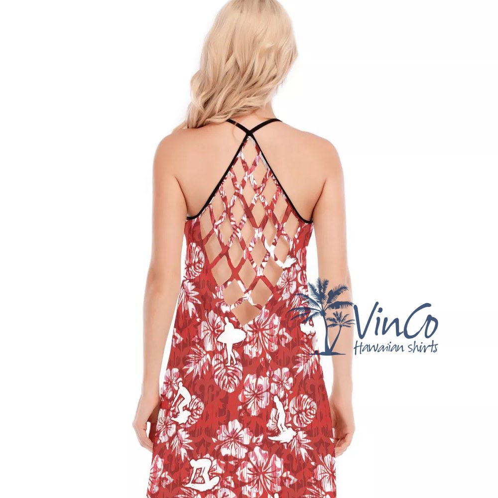 Surfing Beach Dress For Women | Red Hawaiian Shirt For Girls