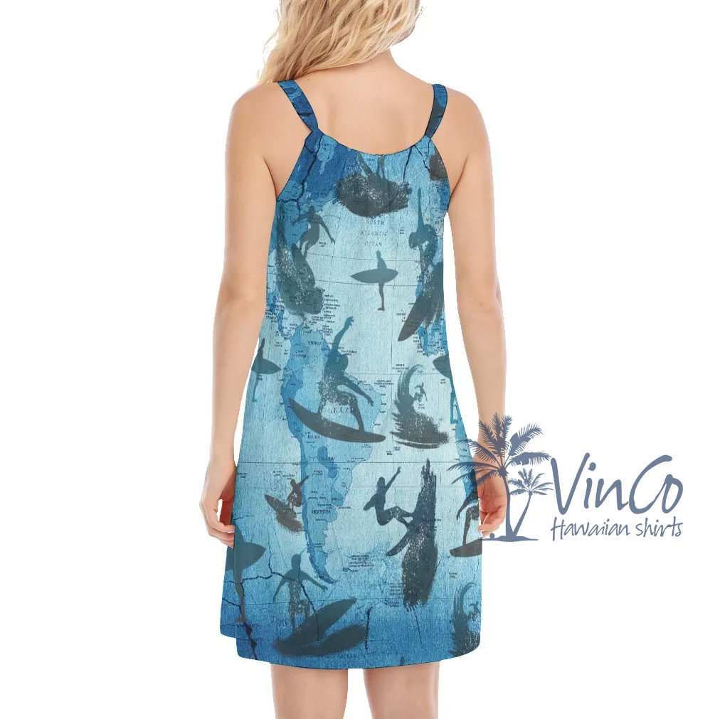 Surfing Map Beach Dress For Women