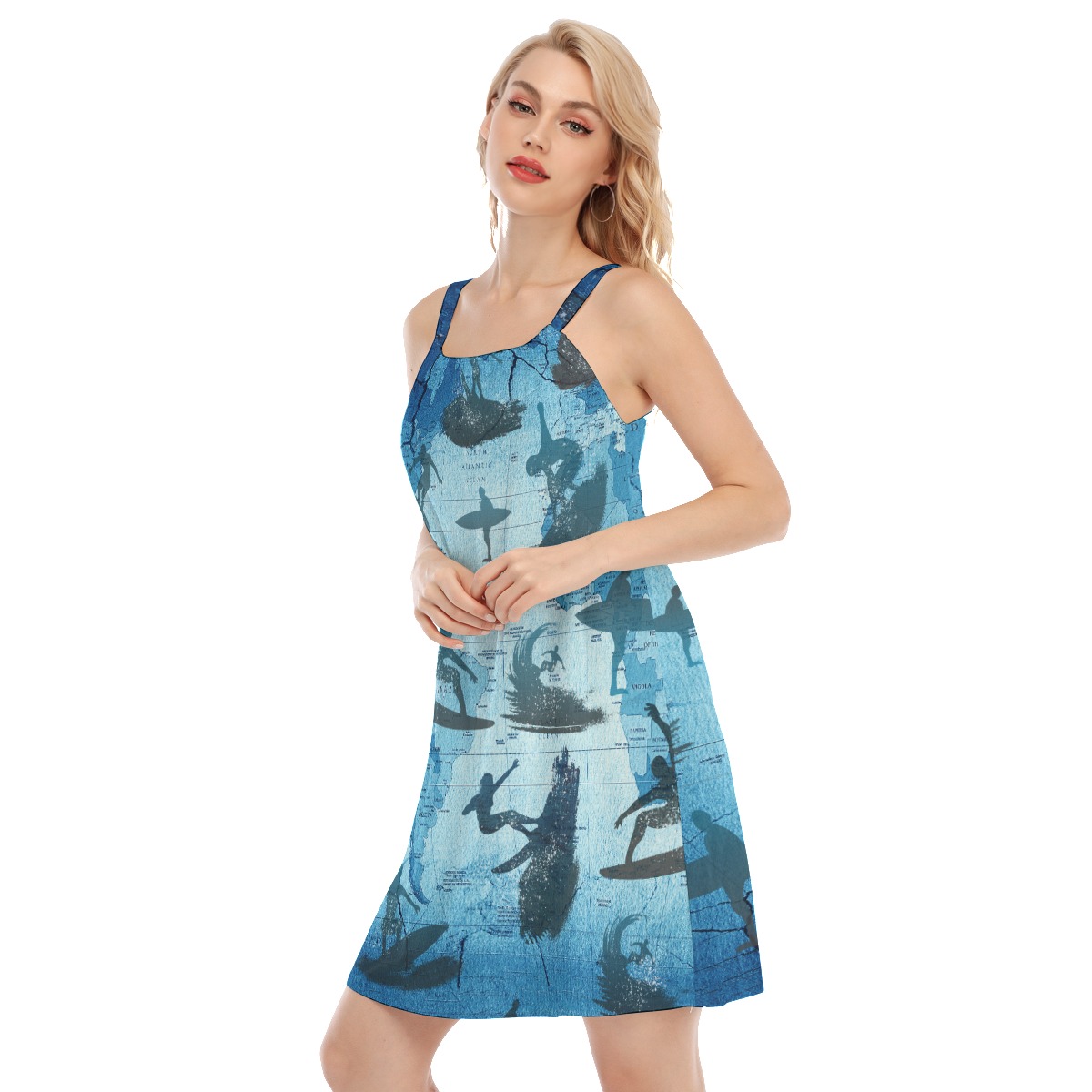 Surfing Map Beach Dress For Women