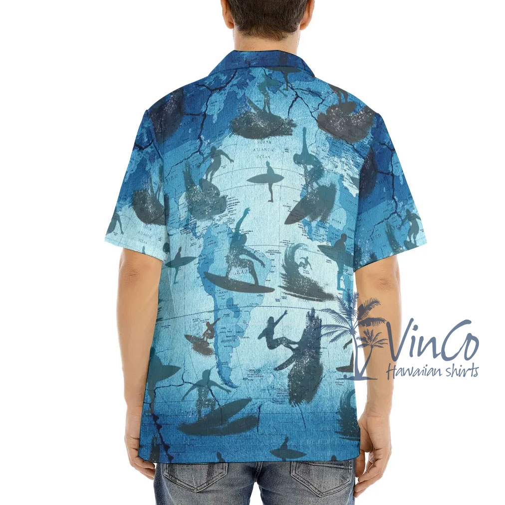 Surfing Map Hawaiian Shirt For Men